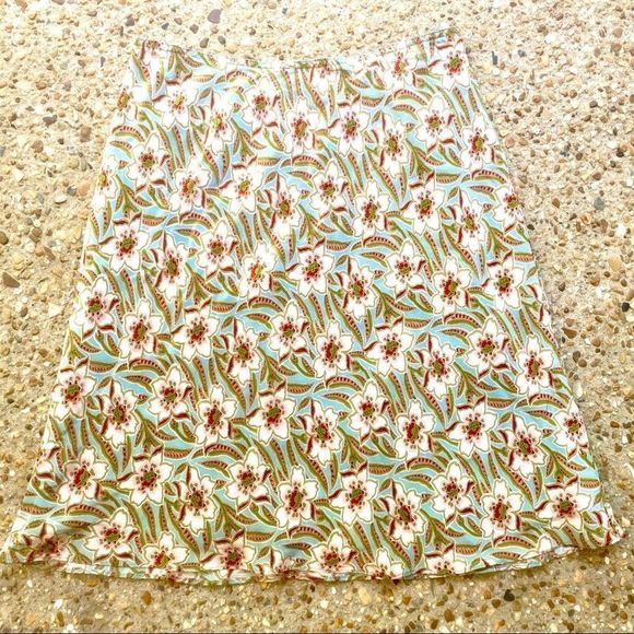 GAP Silk Floral Summer A-line Elastic Waist Midi Skirt Size  8 - Picture 1 of 8